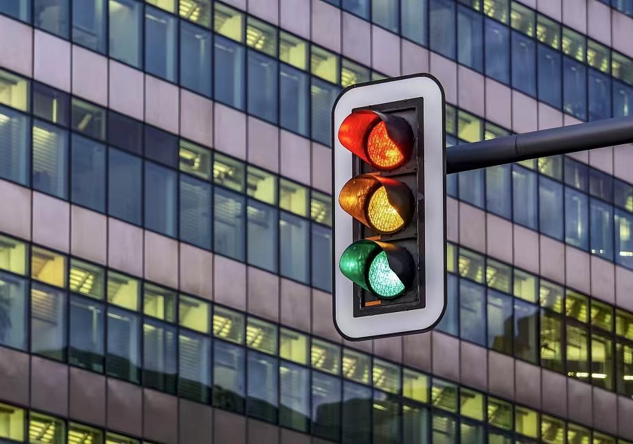 a traffic light in street