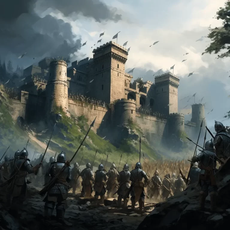 Some soldiers are attacking a castle and some soldiers are defending the castle from the wall This photo is similar to defense and attack in the concept of DevSecOps